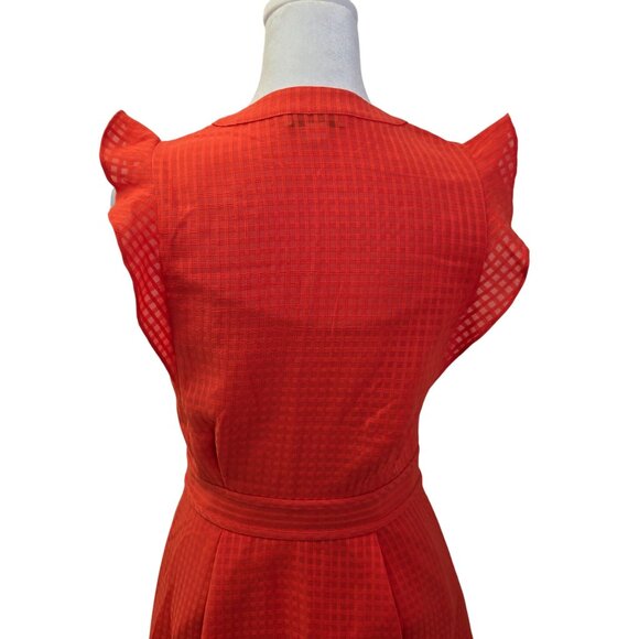 Whistles Raechelle Frill Sleeve Check Pattern Dress Size 4 - Picture 6 of 8